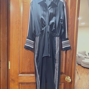 Reiss Black Jumpsuit with White Stripe Detail